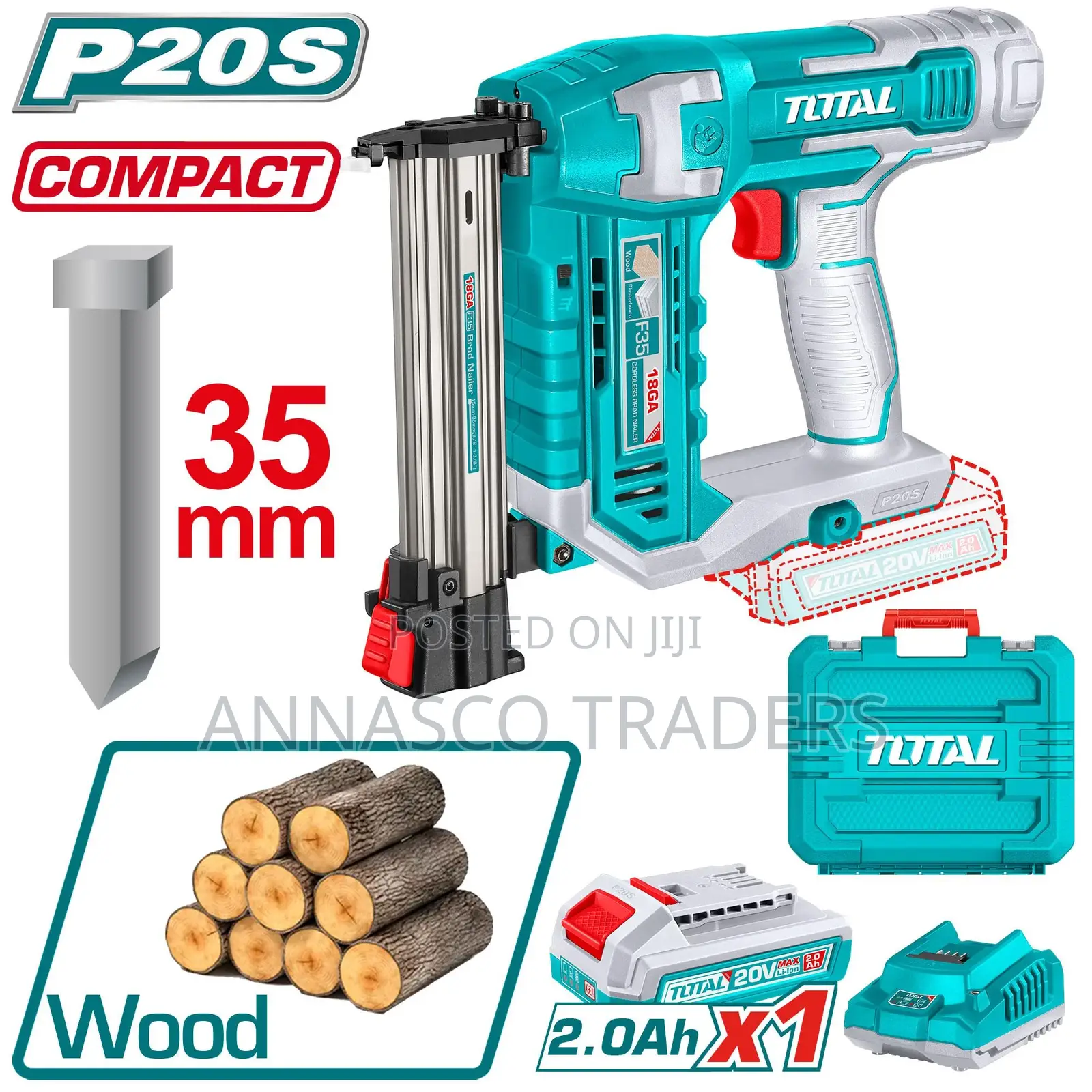 Quality Total TCBNLI3508 Cordless Brad Nailer 20V
