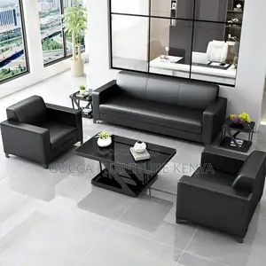 Sofas:5-Seater Waterproof Leather Modern Office Sofa Set