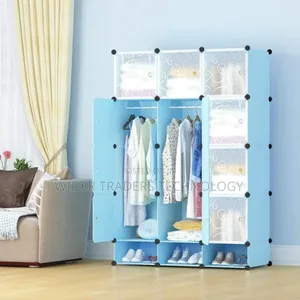 Plastic Wardrobe Three Columns Blue
 175*135*45cm