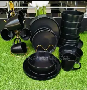 24pcs Ceramic Black Dinner Set