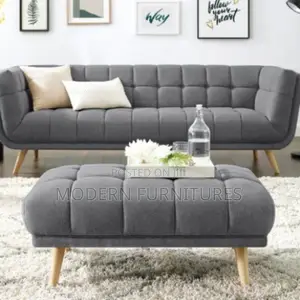 Tufted 3 Seater Sofa With A Puff