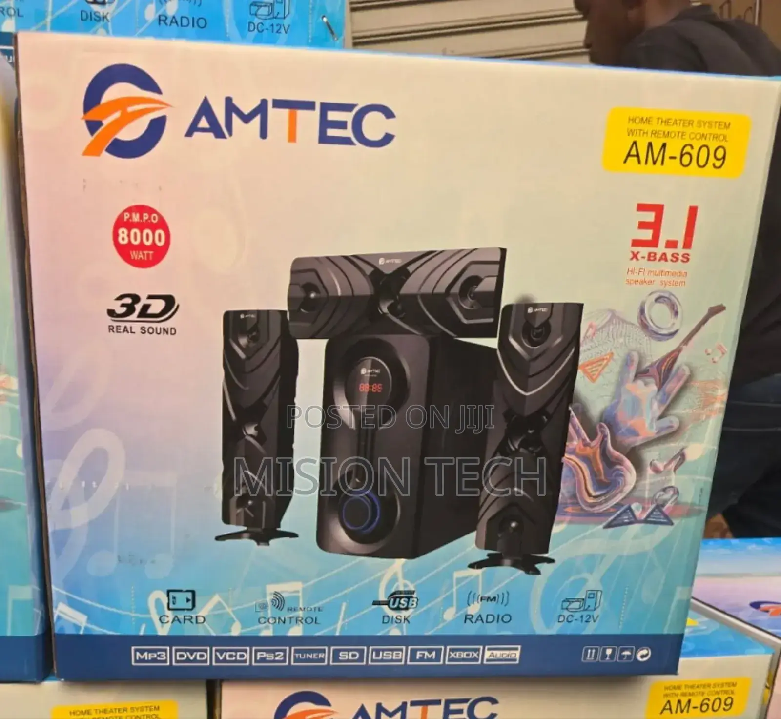 Amtec AM-609 Speaker System Fm/Bt/Usb Black 