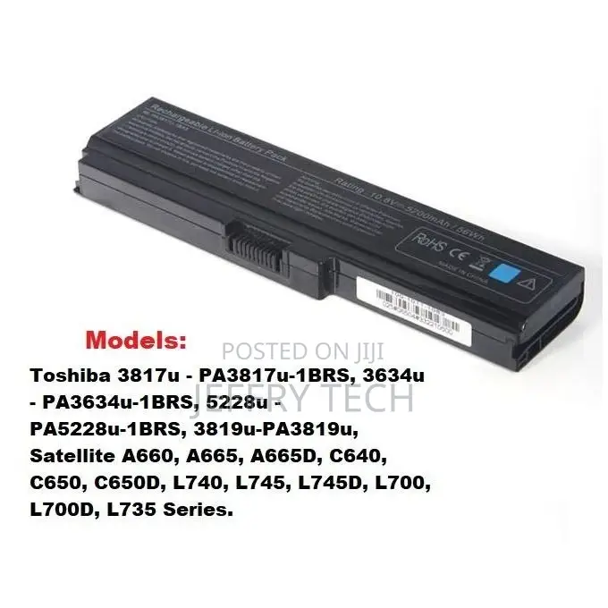 Replacement Battery for Toshiba A660, A665, A665d, C640, C65