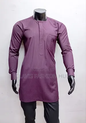 Maroon Long Sleeved Senator Shirt With White Pinstripes