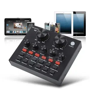 V8 Live Sound Card, USB External Audio Mixer for Karaoke, Re