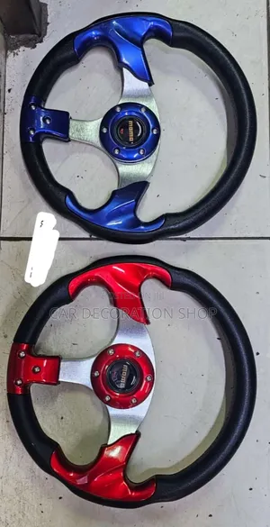Sportish Look Momo Steering Wheel With Adapter in Blue /Red