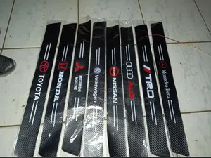 Carbon Finish 4pc Set Car Logo Branded Door Step Stickers