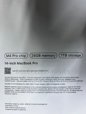 New Laptop Apple MacBook Pro 24GB Apple M4 Pro SSD 1T