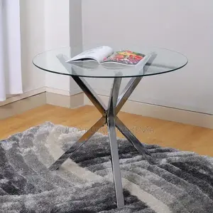 Dining Tables: Elegant Round Tempered Glass Dining Table
