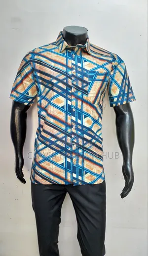 Biege Kitenge Short Sleeve Shirt