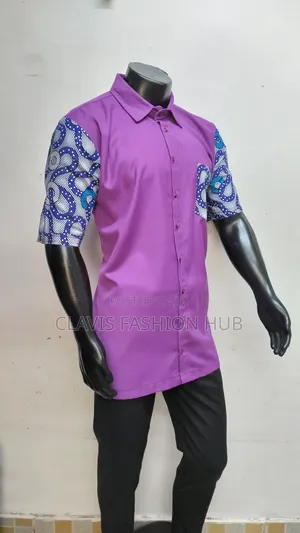 Purple Kitenge Short Sleeve Shirt
