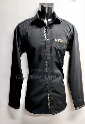 Back Collar Shirt With Gold Details