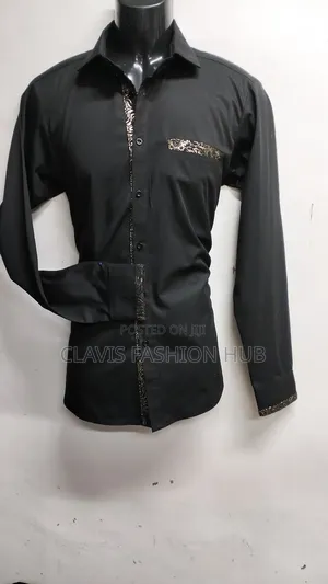 Back Collar Shirt With Gold Details