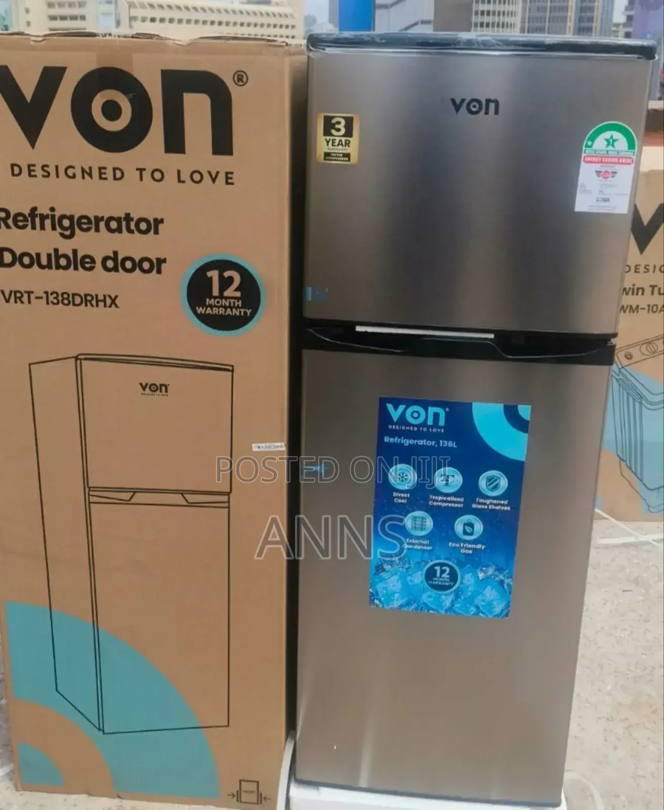 Von 2 Door 138litres Refrigerator