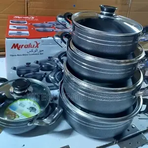 10 Pieces Miralux Nonstick Sufuria With Top Glass Lids