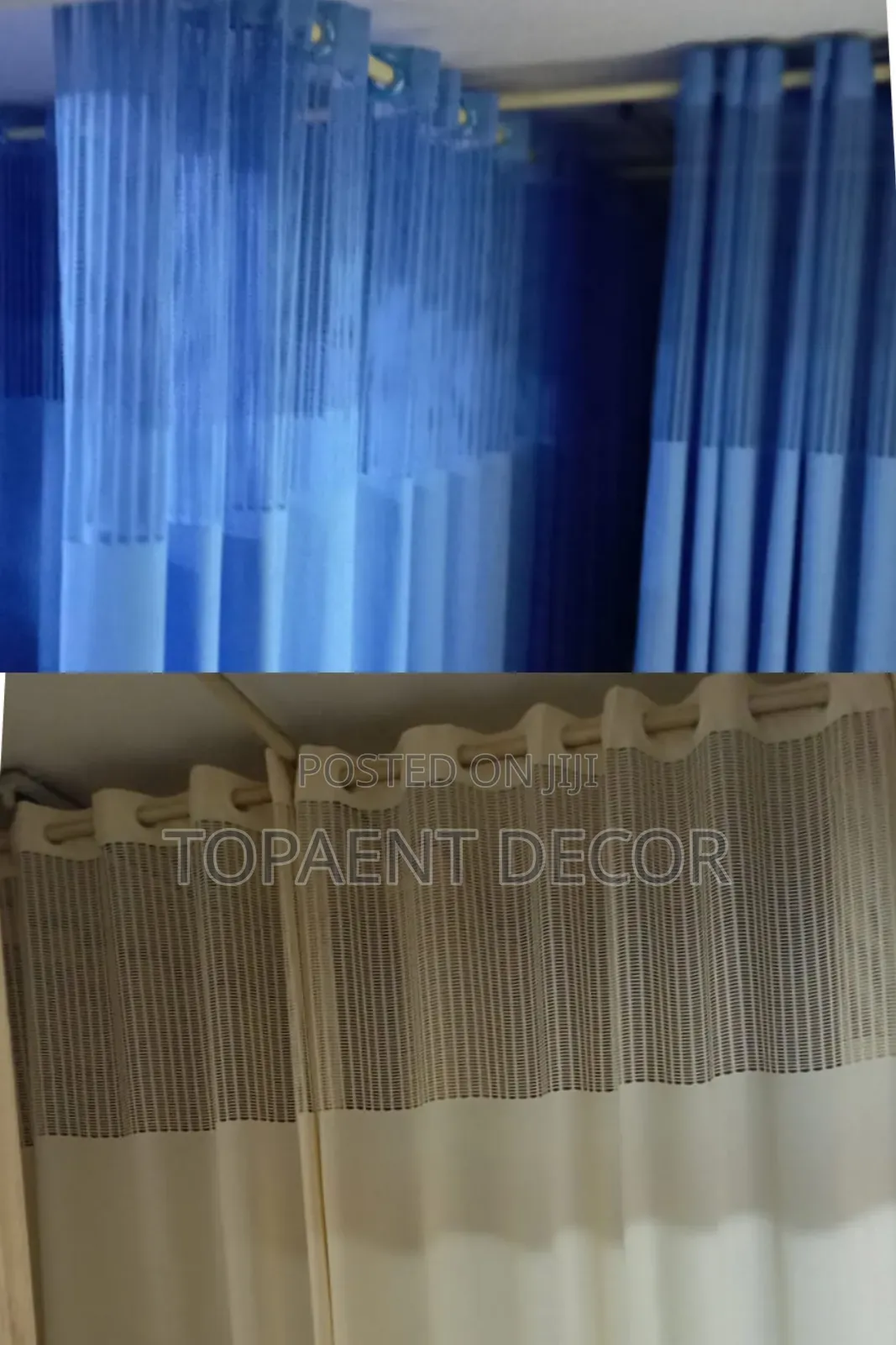 Sky Blue and Cream Hospital Curtains