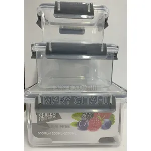 3pcs Refrigerator Storage Box With Airtight Seal Lids*