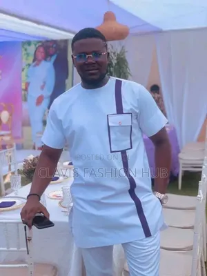 White African Suit With Black Detailing