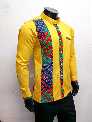 Mustard Mystique Shirt With Kitenge
