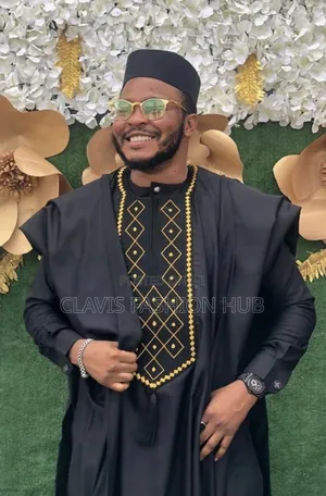 Black Nigerian Wedding Agbada for Men