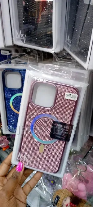 iPhone 16 Pro Max Case Glitter Magnetic Back Case-Pink