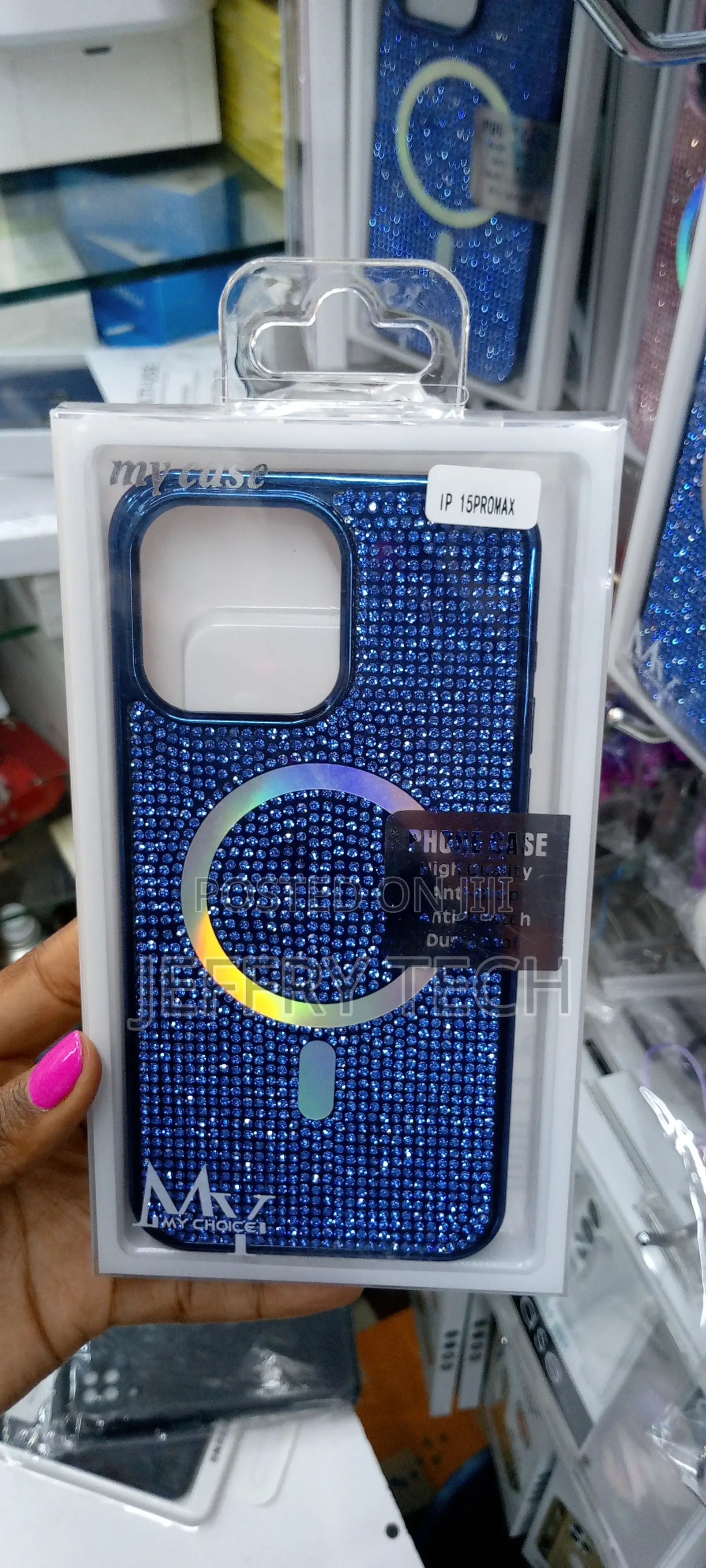 iPhone 15 Pro Max 6.7" Magnetic Glitter Case-Blue
