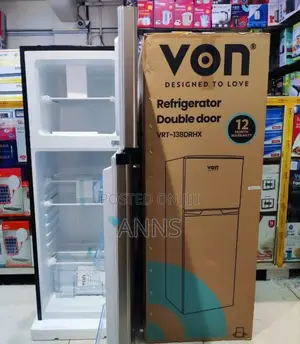 Von 138L Defrost Double Door Fridge- Grey Silver