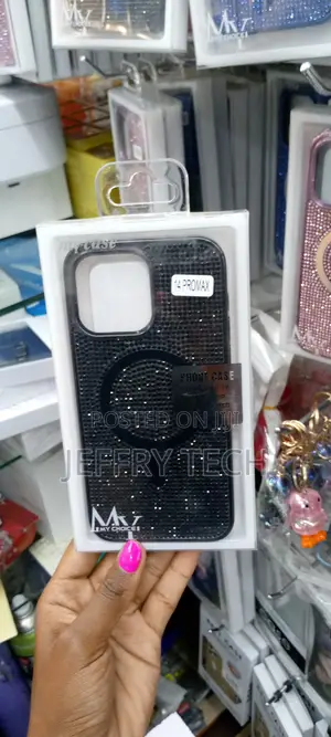 iPhone 14 Pro Max Magnetic Glitter Case, Luxury Cute -Black