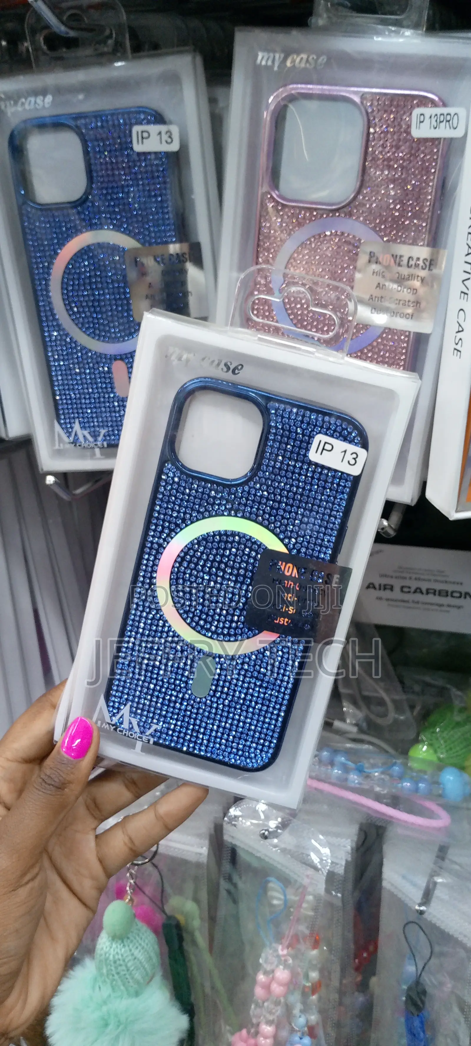 iPhone 13 Magnetic Glitter Case Cute Back Luxury -Blue