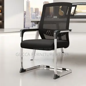 Office Chairs: Black Non-Swivel Conference Mesh Chair