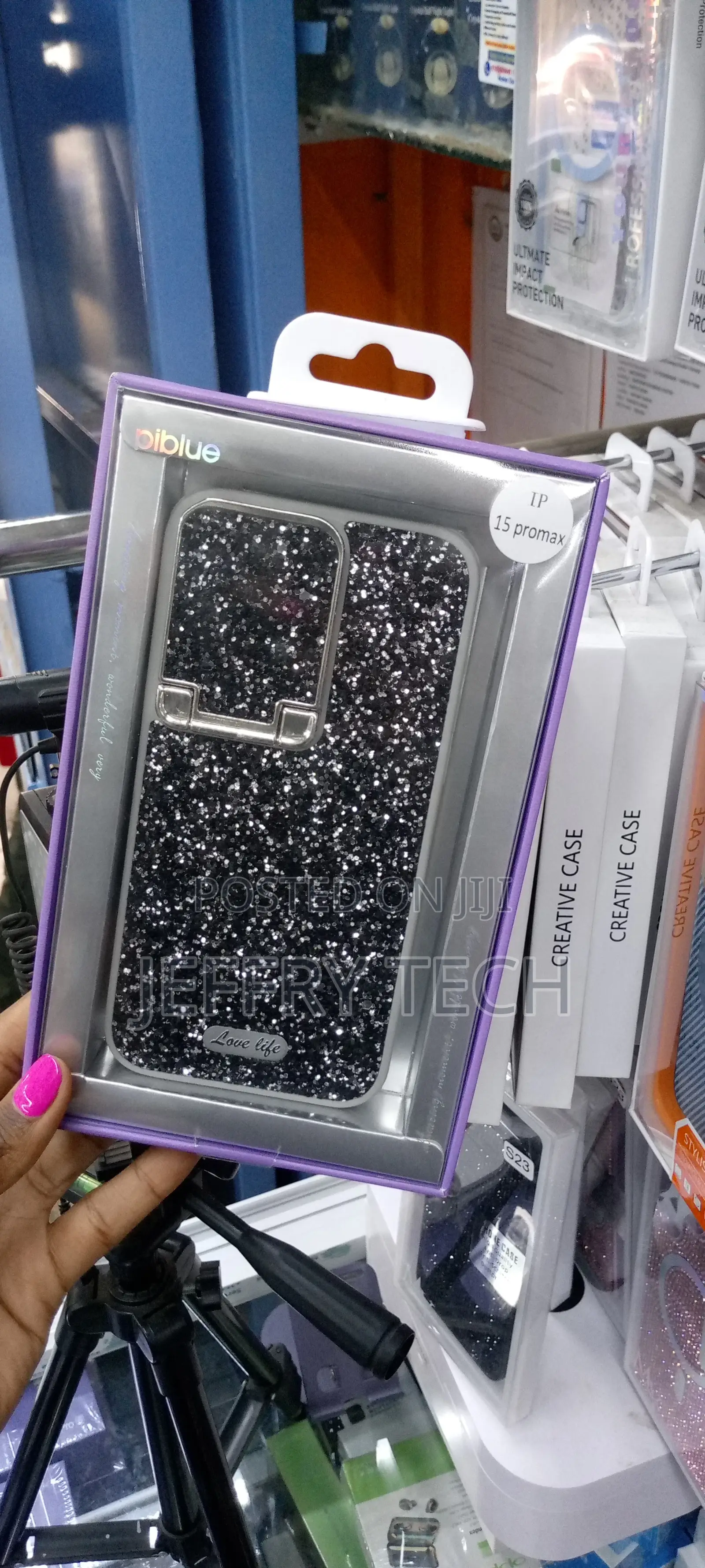 Glitter Camshield Love Life Black Case iPhone 15 Pro Max