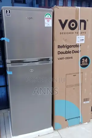 Von 138L ~ VART 22DHS Double Door Refrigerator - Silver