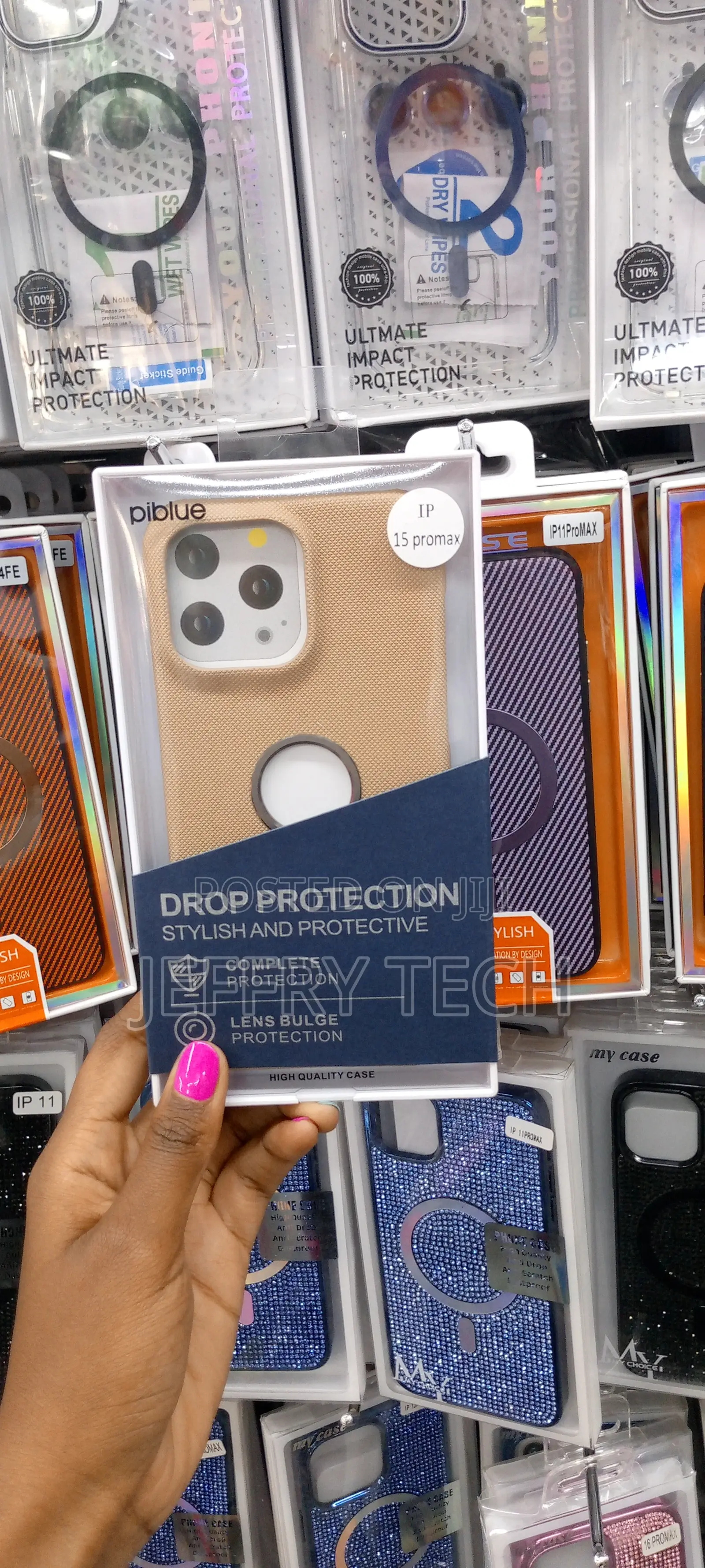 iPhone 15 Pro Max Stylish Protective Case Logo Cut-Beige