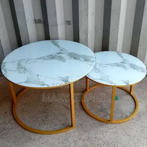 Marble Nesting Coffee Table (Glass Effect) White at 