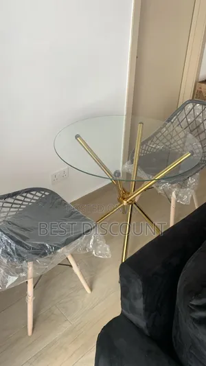 Clear With Gold Stands Table and Chairs