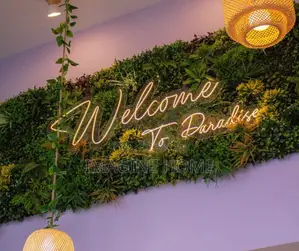 Wall Panels With Neon Writting