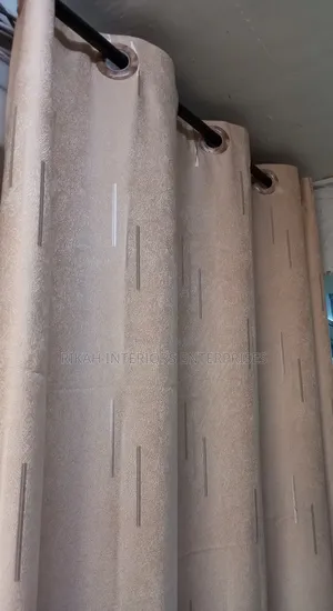 Cream Curtain With Silver Lines