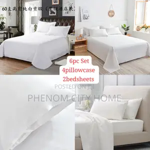 Plain White Cotton Bedsheet Set With Strips