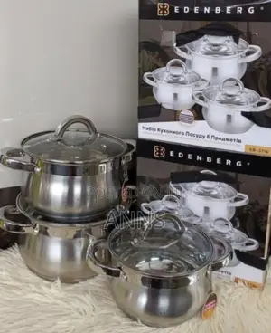 *6pc Edenburg Stainless Steel Cookware
. Induction Bottom