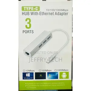3-Port USB C Hub With Network Port