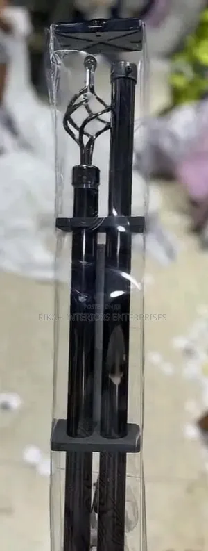 2m Double Black Curtain Rods