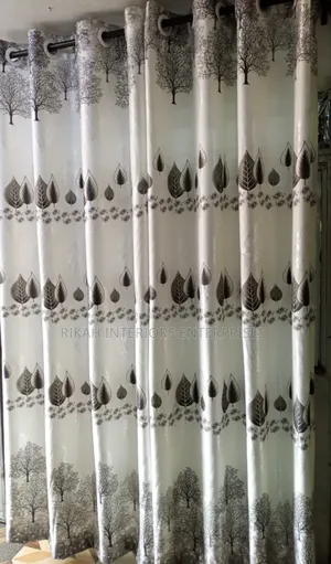 White and Black Floral Curtains