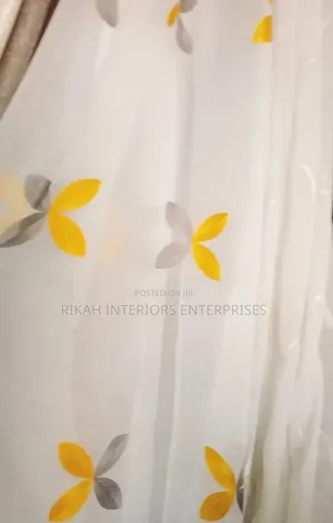 Grey, Yellow Detailed Sheer