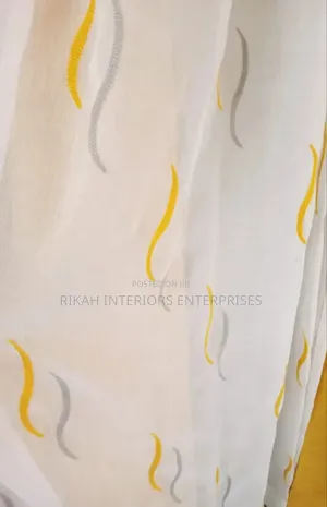 White Sheers With Yellow and Grey Details