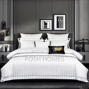 Luxury White Satin Striped Duvet Cover Set