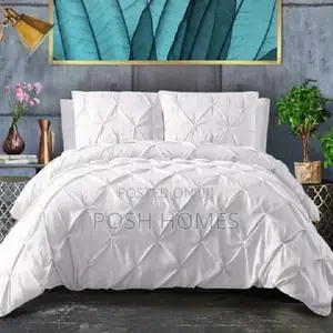 White Pinch Pleat Cross Pintuck Duvet Cover Set