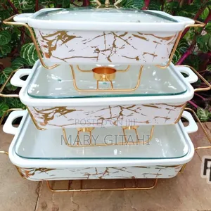 3 PCS Ceramic Chaffing Dishes 3.5,2.5 and 1.8 L at 