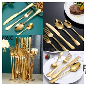 New in 24pcs Heavy Duty Quality Cutlery Sets(GOLD)