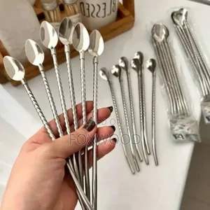 6 PCS Reusable Straw Spoons With Cleaning Brush