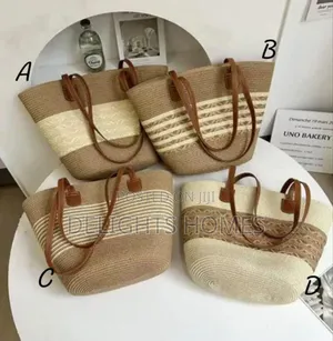 Vintage Papyrus Straw Woven Beach Bag -Rem
